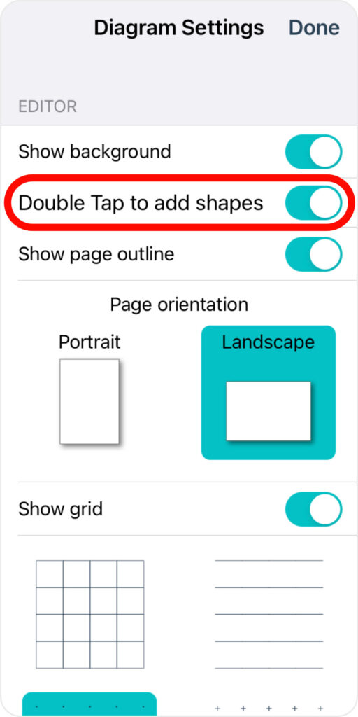 Enable adding shapes by double tap/click in settings panel
